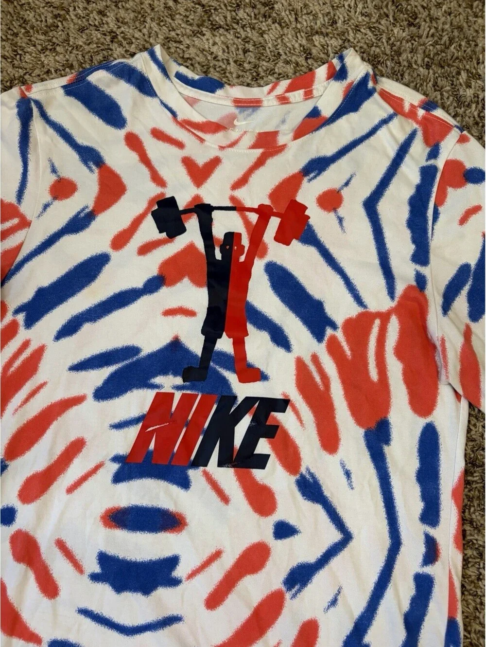 Nike Dri Fit Weight Lifting Body Building Gym Muscle T Shirt Men’s Small Tie Dye